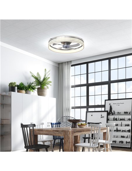 HOMCOM Ceiling Fans with Lights and Remote & App Control, 50cm LED Ceiling Fan Light with 3 Colour Temperatures, 6 Speed, Silver - pic 179250 | FastDaddyshop