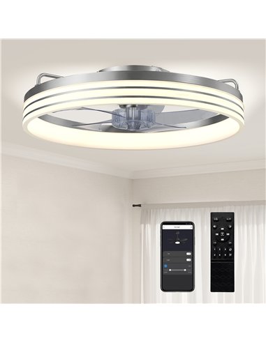HOMCOM Ceiling Fans with Lights and Remote & App Control, 50cm LED Ceiling Fan Light with 3 Colour Temperatures, 6 Speed, Silver
