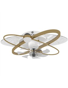 HOMCOM Ceiling Fan with Light and Remote, 3 Colour Temperatures, LED Mount Ceiling Fan Light for Bedroom, Gold Tone