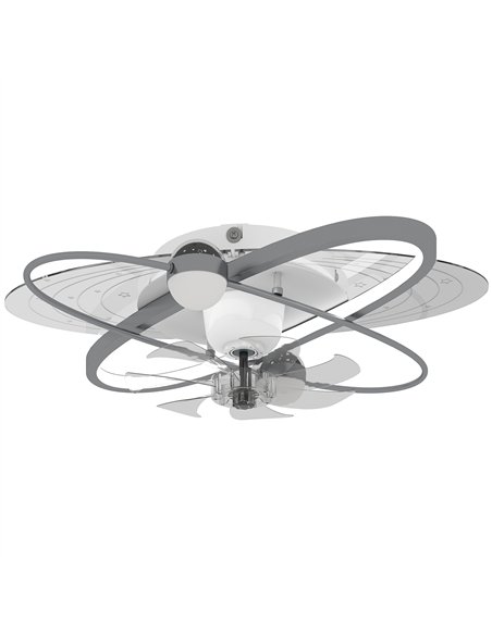 HOMCOM Ceiling Fan with Light and Remote, 3 Colour Temperatures, LED Mount Ceiling Fan Light for Bedroom, Silver Tone - pic 179267 | FastDaddyshop