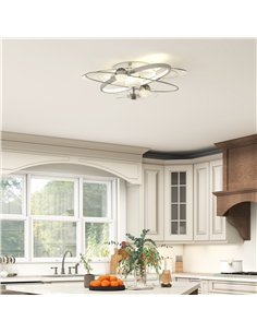HOMCOM Ceiling Fan with Light and Remote, 3 Colour Temperatures, LED Mount Ceiling Fan Light for Bedroom, Silver Tone 2