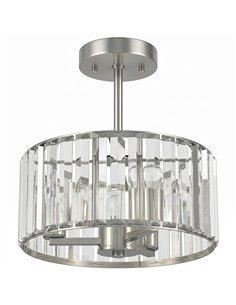 HOMCOM Semi Flush Mount Modern Crystal Chandelier Ceiling Light, Crystal Ceiling Light Fixture with E14 Base, Silver Tone