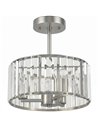 HOMCOM Semi Flush Mount Modern Crystal Chandelier Ceiling Light, Crystal Ceiling Light Fixture with E14 Base, Silver Tone