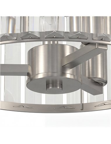 HOMCOM Semi Flush Mount Modern Crystal Chandelier Ceiling Light, Crystal Ceiling Light Fixture with E14 Base, Silver Tone