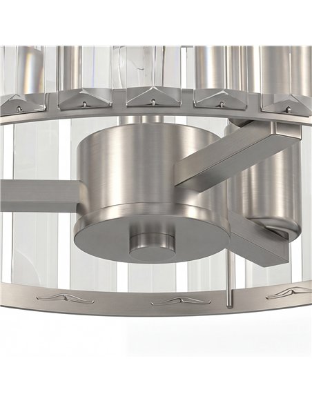 HOMCOM Semi Flush Mount Modern Crystal Chandelier Ceiling Light, Crystal Ceiling Light Fixture with E14 Base, Silver Tone - pic 179284 | FastDaddyshop