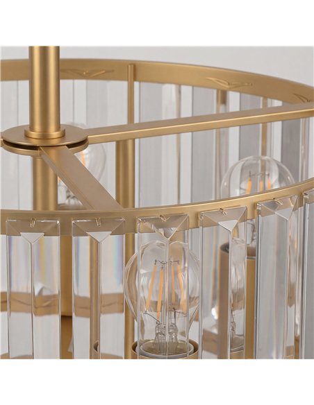 HOMCOM Semi Flush Mount Modern Crystal Chandelier Ceiling Light, Crystal Ceiling Light Fixture with E14 Base, Gold - pic 179293 | FastDaddyshop
