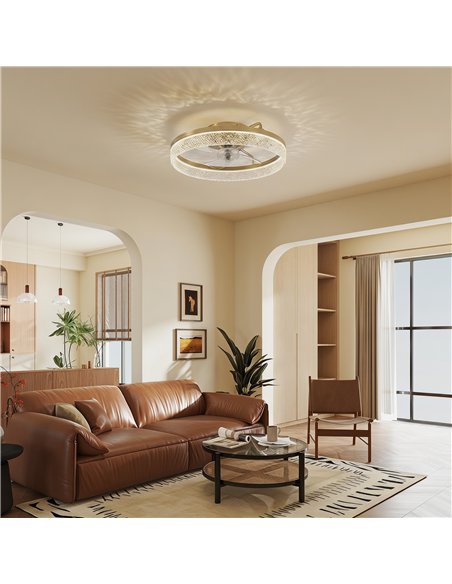 HOMCOM Ceiling Fan with Lights, Dimmable LED Mount Ceiling Fan Light with Remote App Control for Bedroom, Gold Tone - pic 179301 | FastDaddyshop