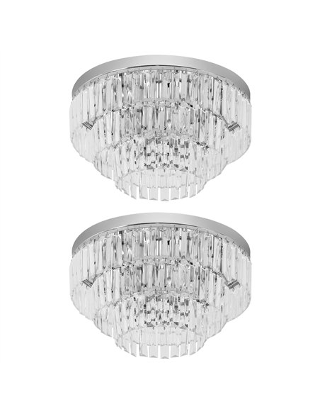 HOMCOM Set of 2 Modern Crystal Ceiling Lights, Chandeliers, Pendant Lamps w/ 7 Lights, E14 Fittings for Living Room, Bedroom, Si - pic 179303 | FastDaddyshop