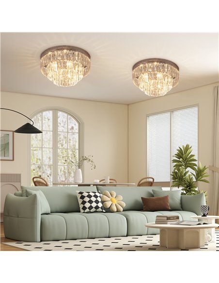 HOMCOM Set of 2 Modern Crystal Ceiling Lights, Chandeliers, Pendant Lamps w/ 7 Lights, E14 Fittings for Living Room, Bedroom, Si - pic 179304 | FastDaddyshop