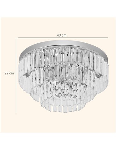 HOMCOM Set of 2 Modern Crystal Ceiling Lights, Chandeliers, Pendant Lamps w/ 7 Lights, E14 Fittings for Living Room, Bedroom, Si
