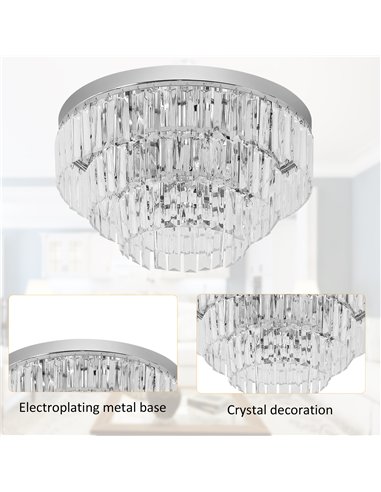 HOMCOM Set of 2 Modern Crystal Ceiling Lights, Chandeliers, Pendant Lamps w/ 7 Lights, E14 Fittings for Living Room, Bedroom, Si