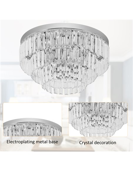 HOMCOM Set of 2 Modern Crystal Ceiling Lights, Chandeliers, Pendant Lamps w/ 7 Lights, E14 Fittings for Living Room, Bedroom, Si - pic 179306 | FastDaddyshop