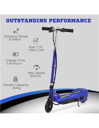 HOMCOM Kids Folding Electric Bike Children E Scooter Ride on Toy 2x12V Recharge Battery 120W Adjustable Height PU Wheels Suitabl