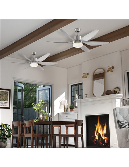 HOMCOM Set of 2 Reversible Ceiling Fan with Light, 6 Blades Indoor Modern Mount LED Lighting Fan with Remote Controller, for Bed - pic 179313 | FastDaddyshop