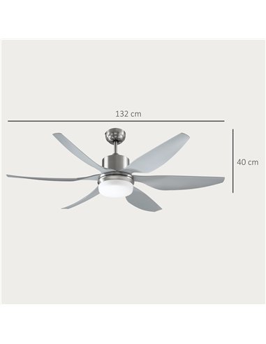 HOMCOM Set of 2 Reversible Ceiling Fan with Light, 6 Blades Indoor Modern Mount LED Lighting Fan with Remote Controller, for Bed