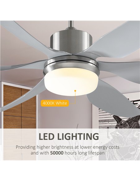 HOMCOM Set of 2 Reversible Ceiling Fan with Light, 6 Blades Indoor Modern Mount LED Lighting Fan with Remote Controller, for Bed - pic 179316 | FastDaddyshop