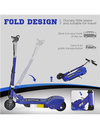 HOMCOM Kids Folding Electric Bike Children E Scooter Ride on Toy 2x12V Recharge Battery 120W Adjustable Height PU Wheels Suitabl