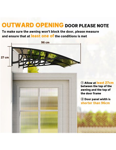 Outsunny Front Door Canopy, Outdoor Awning, Rain Shelter, 200 x 96cm, Brown - pic 179327 | FastDaddyshop