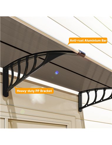 Outsunny Front Door Canopy, Outdoor Awning, Rain Shelter, 200 x 96cm, Brown