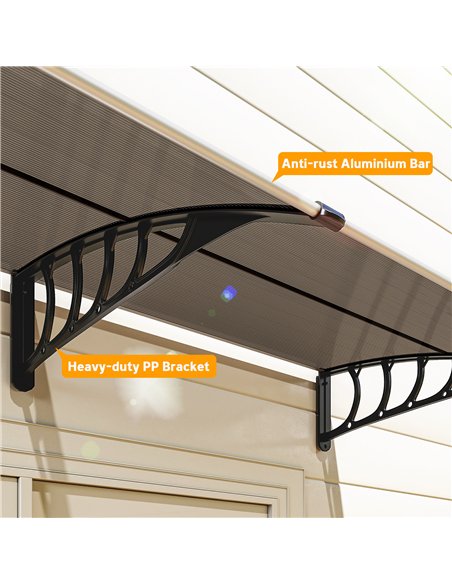 Outsunny Front Door Canopy, Outdoor Awning, Rain Shelter, 200 x 96cm, Brown - pic 179328 | FastDaddyshop