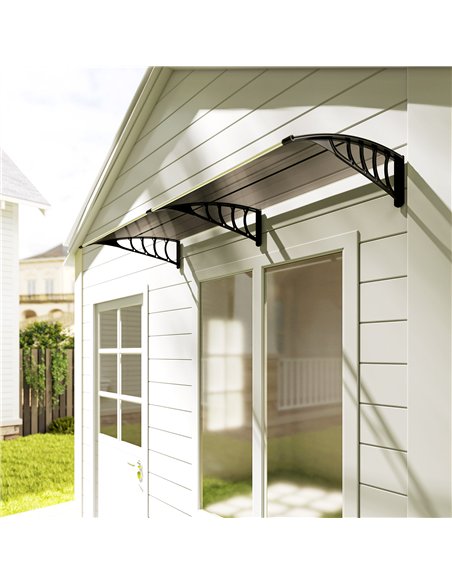 Outsunny Front Door Canopy, Outdoor Awning, Rain Shelter, 200 x 96cm, Brown - pic 179329 | FastDaddyshop