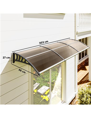 Outsunny Front Door Canopy, Outdoor Awning, Rain Shelter, 303 x 96cm , Brown