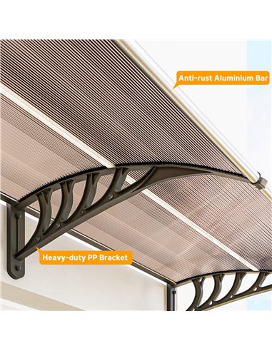 Outsunny Front Door Canopy, Outdoor Awning, Rain Shelter, 303 x 96cm , Brown