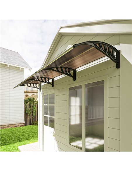 Outsunny Front Door Canopy, Outdoor Awning, Rain Shelter, 303 x 96cm , Brown - pic 179338 | FastDaddyshop