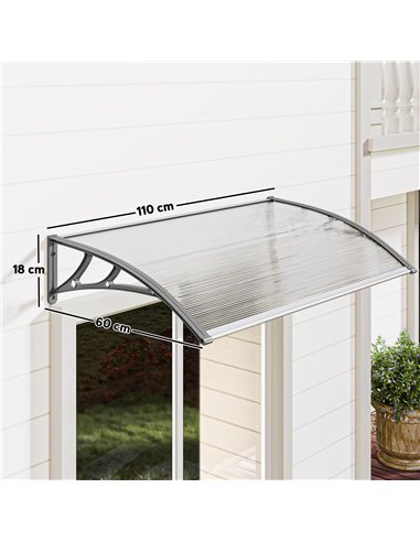 Outsunny Front Door Canopy, Outdoor Awning, Rain Shelter, 110 x 60cm, Grey