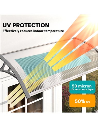 Outsunny Front Door Canopy, Outdoor Awning, Rain Shelter, 110 x 60cm, Grey