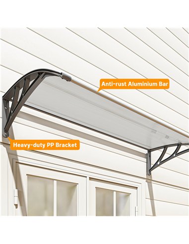 Outsunny Front Door Canopy, Outdoor Awning, Rain Shelter, 110 x 60cm, Grey