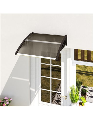 Outsunny Front Door Canopy, Outdoor Awning, Rain Shelter for Window, Porch and Front/Back Door, 103 x 96.5 cm, Brown