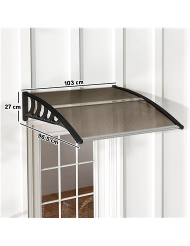 Outsunny Front Door Canopy, Outdoor Awning, Rain Shelter for Window, Porch and Front/Back Door, 103 x 96.5 cm, Brown