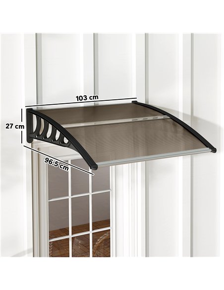 Outsunny Front Door Canopy, Outdoor Awning, Rain Shelter for Window, Porch and Front/Back Door, 103 x 96.5 cm, Brown - pic 179350 | FastDaddyshop