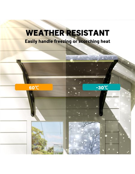 Outsunny Front Door Canopy, Outdoor Awning, Rain Shelter for Window, Porch and Front/Back Door, 103 x 96.5 cm, Brown - pic 179353 | FastDaddyshop
