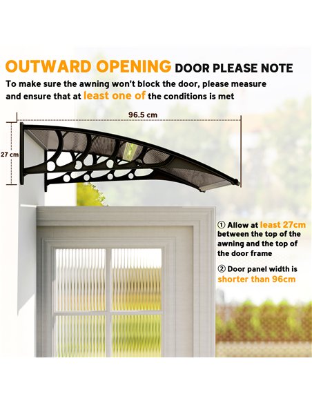 Outsunny Front Door Canopy, Outdoor Awning, Rain Shelter for Window, Porch and Front/Back Door, 103 x 96.5 cm, Brown - pic 179354 | FastDaddyshop