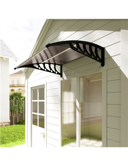 Outsunny Front Door Canopy, Outdoor Awning, Rain Shelter for Window, Porch and Front/Back Door, 103 x 96.5 cm, Brown - pic 179355 | FastDaddyshop