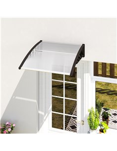 Outsunny Front Door Canopy, Outdoor Awning, Rain Shelter for Window, Porch and Front/Back Door, 103 x 96.5 cm, Clear 2