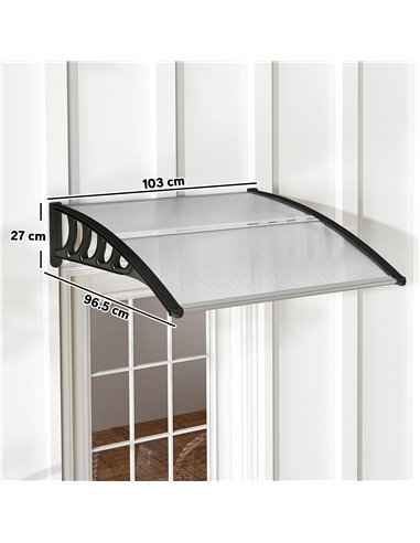 Outsunny Front Door Canopy, Outdoor Awning, Rain Shelter for Window, Porch and Front/Back Door, 103 x 96.5 cm, Clear