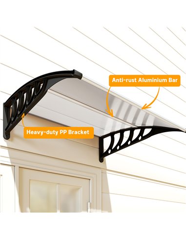 Outsunny Front Door Canopy, Outdoor Awning, Rain Shelter for Window, Porch and Front/Back Door, 103 x 96.5 cm, Clear