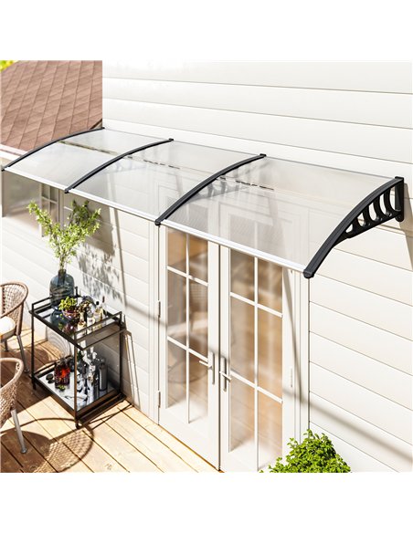 Outsunny Front Door Canopy, Outdoor Awning, Rain Shelter, 303 x 96cm , Clear - pic 179367 | FastDaddyshop