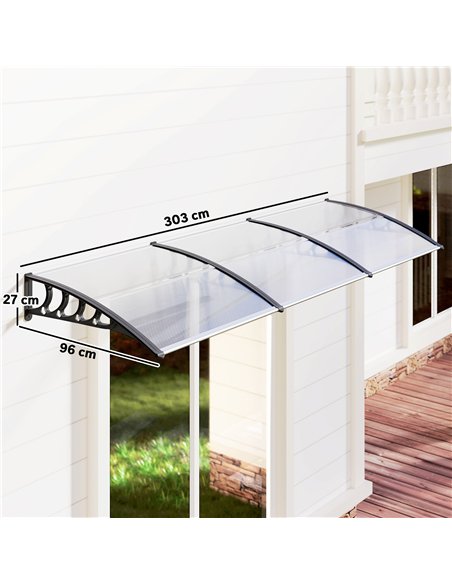 Outsunny Front Door Canopy, Outdoor Awning, Rain Shelter, 303 x 96cm , Clear - pic 179368 | FastDaddyshop