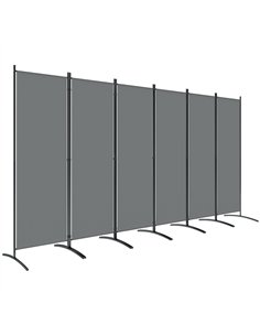 Outsunny 6 Panel Folding Room Divider Foldable Freestanding Garden Privacy Screen, 332 x 172 cm, Dark Grey