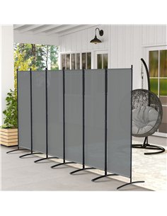 Outsunny 6 Panel Folding Room Divider Foldable Freestanding Garden Privacy Screen, 332 x 172 cm, Dark Grey 2