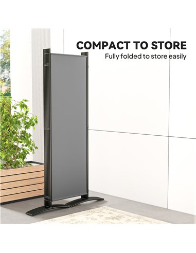 Outsunny 6 Panel Folding Room Divider Foldable Freestanding Garden Privacy Screen, 332 x 172 cm, Dark Grey