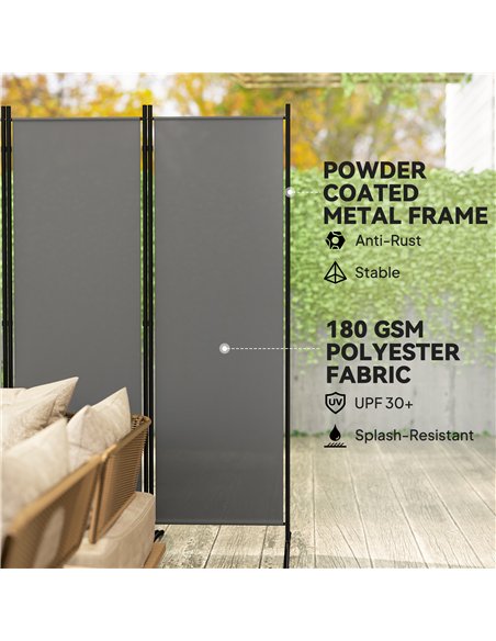 Outsunny 6 Panel Folding Room Divider Foldable Freestanding Garden Privacy Screen, 332 x 172 cm, Dark Grey - pic 179381 | FastDaddyshop