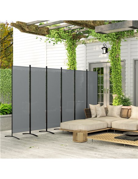 Outsunny 6 Panel Folding Room Divider Foldable Freestanding Garden Privacy Screen, 332 x 172 cm, Dark Grey - pic 179383 | FastDaddyshop