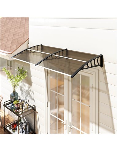 Outsunny Front Door Canopy, Outdoor Awning, Rain Shelter, 200 x 96cm, Brown
