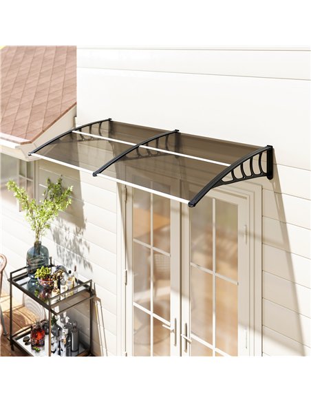 Outsunny Front Door Canopy, Outdoor Awning, Rain Shelter, 200 x 96cm, Brown - pic 179385 | FastDaddyshop