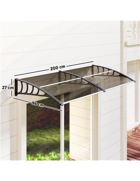 Outsunny Front Door Canopy, Outdoor Awning, Rain Shelter, 200 x 96cm, Brown - pic 179386 | FastDaddyshop